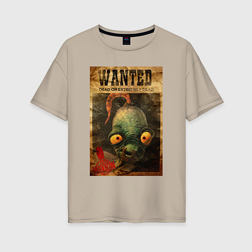 Женская футболка оверсайз Oddworld - wanted / Миндальный – фото 1