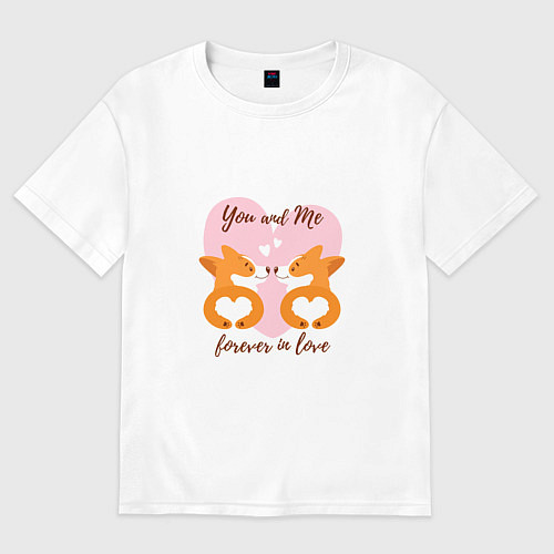 Женская футболка оверсайз Влюблённые корги / Белый – фото 1
