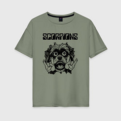 Футболка оверсайз женская Scorpions - rock dog, цвет: авокадо
