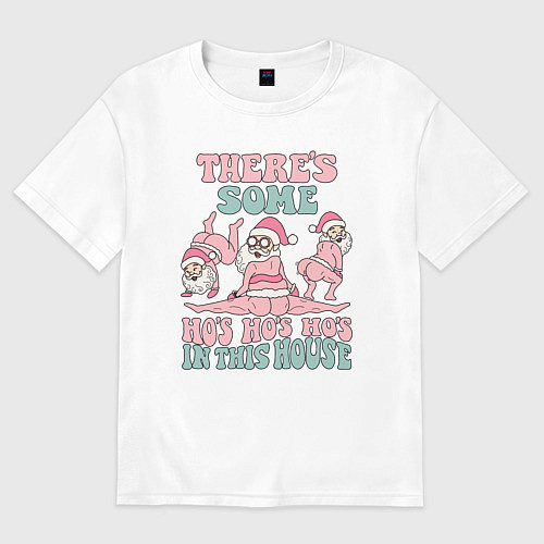 Женская футболка оверсайз Пошлый дед мороз стриптизер / Белый – фото 1