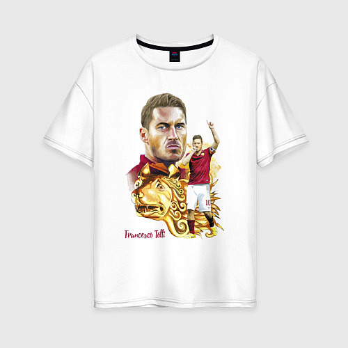Женская футболка оверсайз Франческо Тотти капитан Ромы - Италия / Белый – фото 1