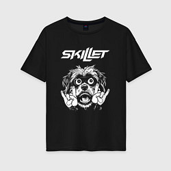 Футболка оверсайз женская Skillet rock dog, цвет: черный