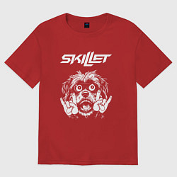 Футболка оверсайз женская Skillet rock dog, цвет: красный