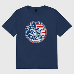 Футболка оверсайз женская USA flag New York, цвет: тёмно-синий