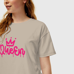 Футболка оверсайз женская Pink queen, цвет: миндальный — фото 2