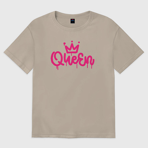 Женская футболка оверсайз Pink queen / Миндальный – фото 1
