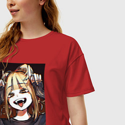 Футболка оверсайз женская Песнь ночных сов Надзуна Нанакуса, цвет: красный — фото 2