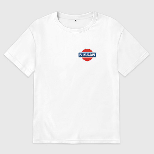 Женская футболка оверсайз Nissan logo auto steel / Белый – фото 1