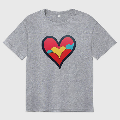 Женская футболка оверсайз Яркое сердечко / Меланж – фото 1