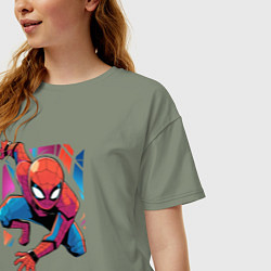 Футболка оверсайз женская Крутой Человек-паук, цвет: авокадо — фото 2