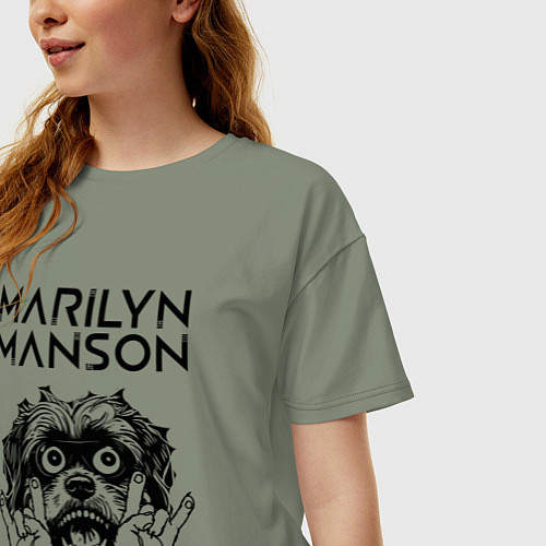 Женская футболка оверсайз Marilyn Manson - rock dog / Авокадо – фото 3