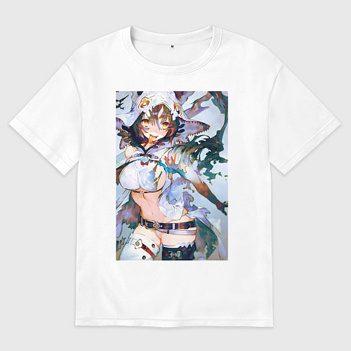 Женская футболка оверсайз Девушка секси / Белый – фото 1