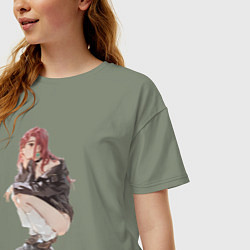 Футболка оверсайз женская Момо Аясэ НЛО, цвет: авокадо — фото 2