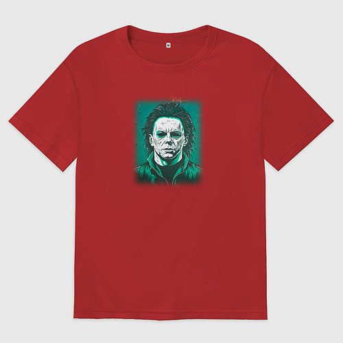 Женская футболка оверсайз Майкл Майерс из фильма Хэллоуин / Красный – фото 1