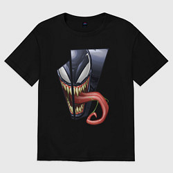Футболка оверсайз женская Venom with tongue sticking out, цвет: черный