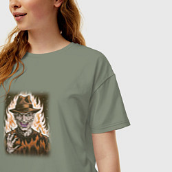 Футболка оверсайз женская Фредди Крюгер из хоррор-фильма Кошмары на улице Вя, цвет: авокадо — фото 2