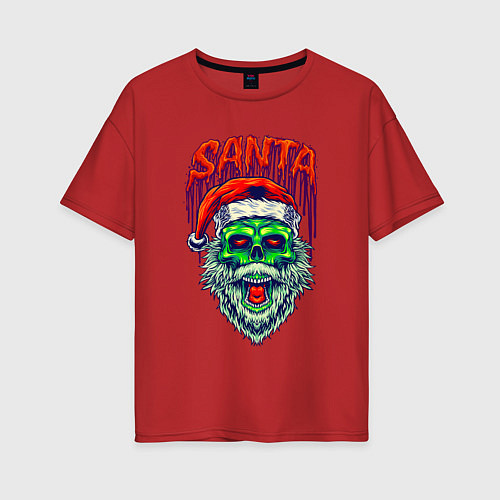 Женская футболка оверсайз Dead zombie Santa / Красный – фото 1