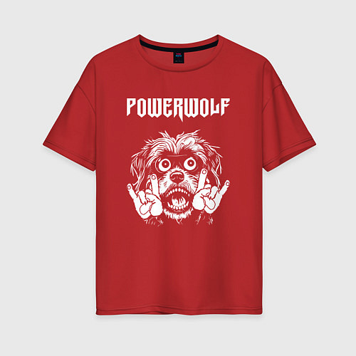 Женская футболка оверсайз Powerwolf rock dog / Красный – фото 1