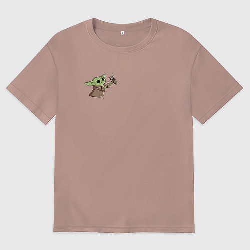 Женская футболка оверсайз Малыш - Беби Йода / Пыльно-розовый – фото 1