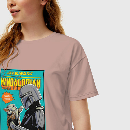 Женская футболка оверсайз Mandalorian - Din Djarin / Пыльно-розовый – фото 3
