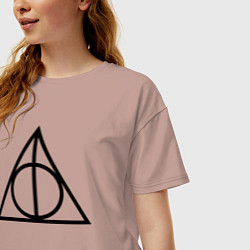 Футболка оверсайз женская Дары смерти лого Гарри Поттер, цвет: пыльно-розовый — фото 2