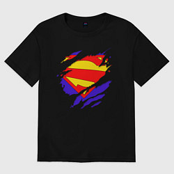 Футболка оверсайз женская Супермен, цвет: черный