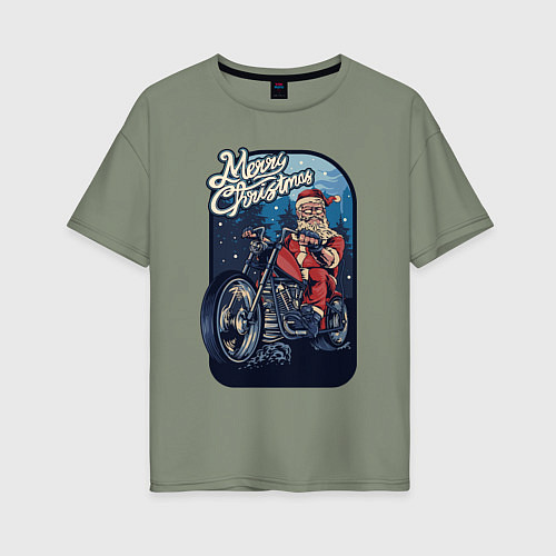 Женская футболка оверсайз Santa Biker / Авокадо – фото 1