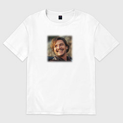 Футболка оверсайз женская Педро Паскаль мем из Невыносимая тяжесть огромного, цвет: белый