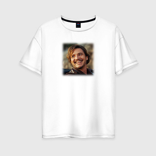 Женская футболка оверсайз Педро Паскаль мем из Невыносимая тяжесть огромного / Белый – фото 1