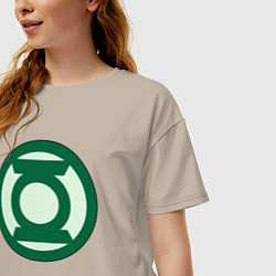 Футболка оверсайз женская Green lantern logo, цвет: миндальный — фото 2