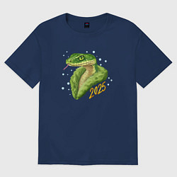 Футболка оверсайз женская Змея в шубе - 2025, цвет: тёмно-синий