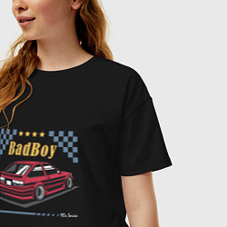 Футболка оверсайз женская Tayota ae86 sato, цвет: черный — фото 2