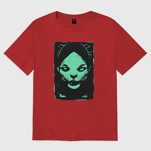 Женская футболка оверсайз Ужасные существа и страшные монстры / Красный – фото 1