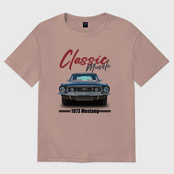 Женская футболка оверсайз Американский маслкар Ford Mustang 1973 года
