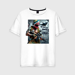 Футболка оверсайз женская Hyper shark monster swat - ai art fantasy, цвет: белый