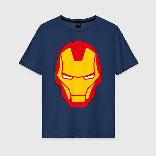 Женская футболка оверсайз Iron man logo / Тёмно-синий – фото 1