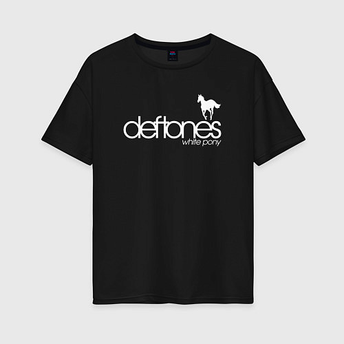 Женская футболка оверсайз Deftones white pony / Черный – фото 1