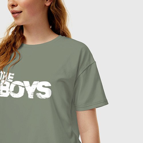 Женская футболка оверсайз The boys logo / Авокадо – фото 3