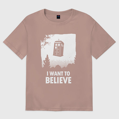 Женская футболка оверсайз Tardis believe / Пыльно-розовый – фото 1