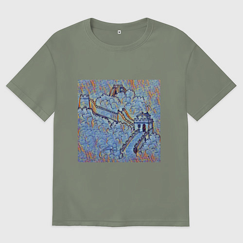 Женская футболка оверсайз Великая китайская стена / Авокадо – фото 1