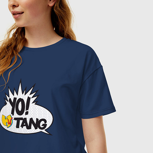 Женская футболка оверсайз Yo Wu-Tang / Тёмно-синий – фото 3