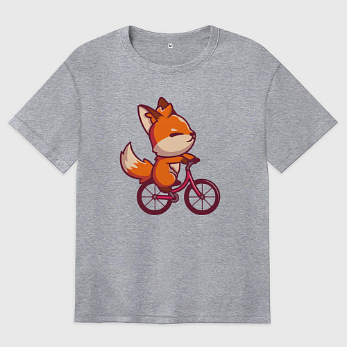 Женская футболка оверсайз Лисичка на велике / Меланж – фото 1