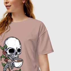 Футболка оверсайз женская Кофейный череп, цвет: пыльно-розовый — фото 2