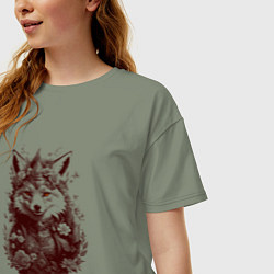 Футболка оверсайз женская Нарядная лиса, цвет: авокадо — фото 2