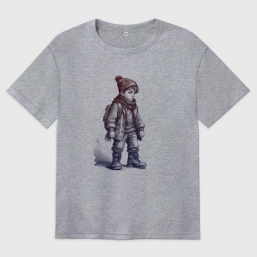 Женская футболка оверсайз Школьник в высоких ботинках / Меланж – фото 1