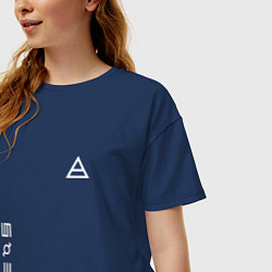 Футболка оверсайз женская Глифы и логотип 30 Seconds to Mars, цвет: тёмно-синий — фото 2