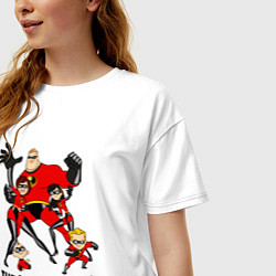 Футболка оверсайз женская Суперсемейка персонажи, цвет: белый — фото 2