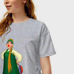 Футболка оверсайз женская Баба, цвет: меланж — фото 2