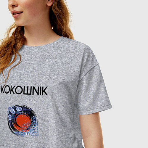 Женская футболка оверсайз Кокошник / Меланж – фото 3