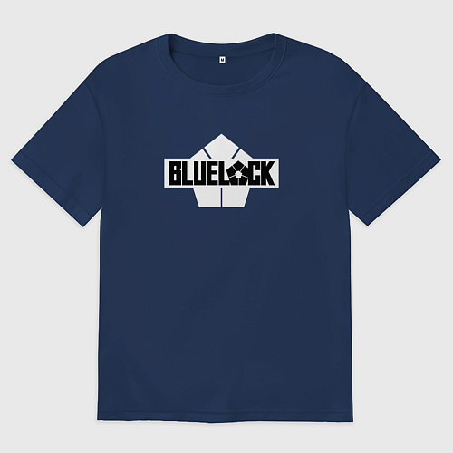 Женская футболка оверсайз Блю лок - логотип чб / Тёмно-синий – фото 1